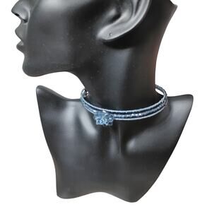 Blue Beaded Wired Chocker 14" Long